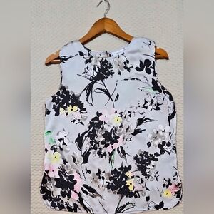 Liz Claiborne Modern Art Colorful Floral Sleeveless Blouse Size PM